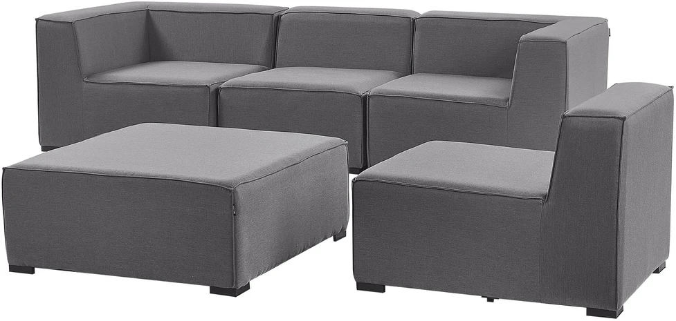 Lauko baldų komplektas Beliani Modulinė sodo sofa su pufu 4 asmenims AREZZO, pilka