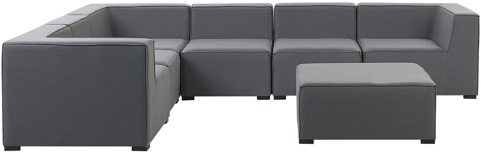 Lauko baldų komplektas Beliani Modulinis kampinis sodo baldų komplektas su otomanu 7 asmenims AREZZO pilkas