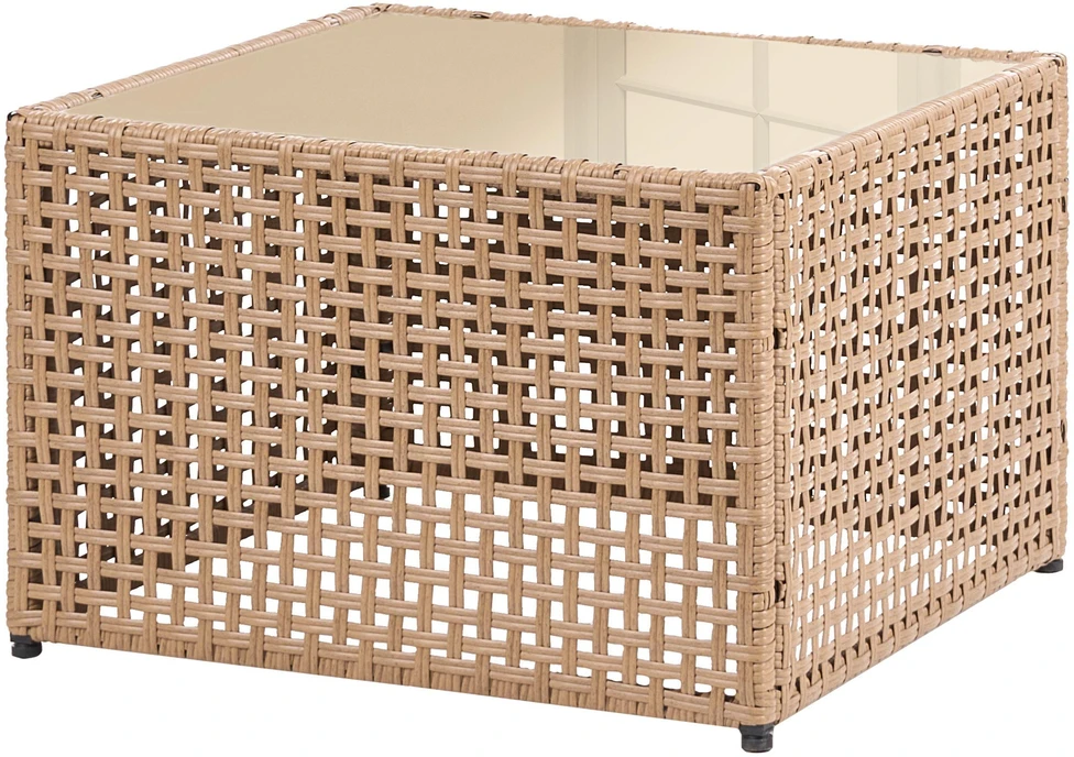 Lauko baldų komplektas Beliani Odinio sodo baldų komplektas OMEGANA, 4 vietų, smėlio spalvos technoratanas, modulinis