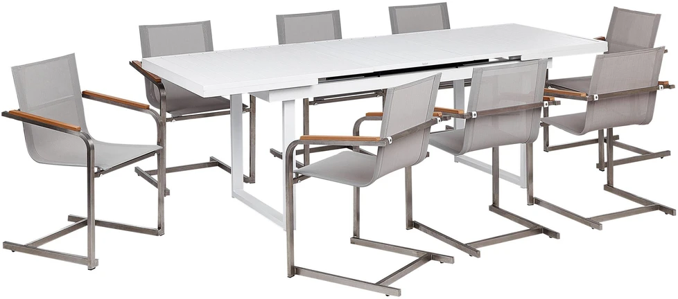 Lauko baldų komplektas Beliani Sodo baldų komplektas 8 asmenims VALCANETTO/COSOLETO smėlio spalvos metalinis