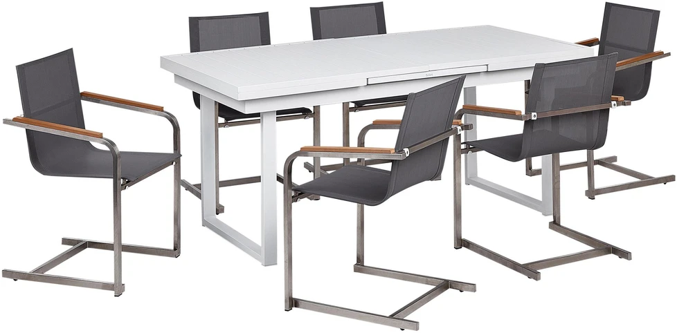 Lauko baldų komplektas Beliani Sodo baldų komplektas 6 asmenims VALCANETTO/COSOLETO pilkas, metalinis