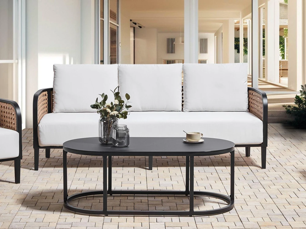 Sofa Beliani Sodo baldų komplektas su stalu 3 asmenims MONTEFALCO Metal Baltas