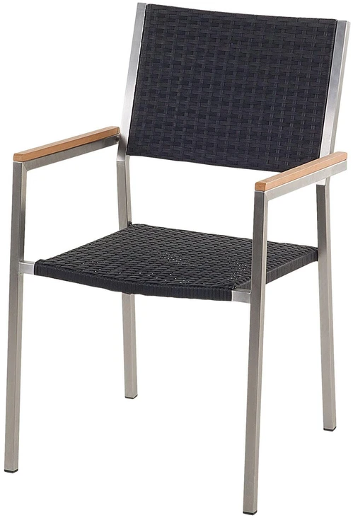 Lauko baldų komplektas Beliani Sodo baldų komplektas 6 asmenims GROSSETO pilkas/juodas granitas, dalinamas stalviršis, poliruotas
