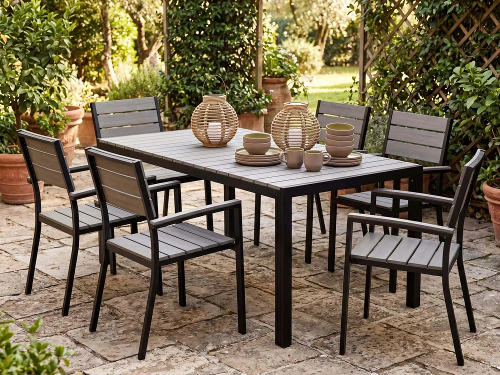 Lauko baldų komplektas Beliani Sodo baldų komplektas 6 asmenims COMO pilkas