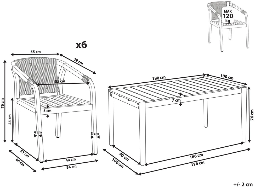 Lauko baldų komplektas Beliani Sodo baldų komplektas 6 asmenims MANADO / SUMBA šviesiai rudas akacijos medienos