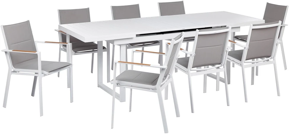 Lauko baldų komplektas Beliani Sodo baldų komplektas 8 asmenims VALCANETTO/BUSSETO pilkas, metalinis