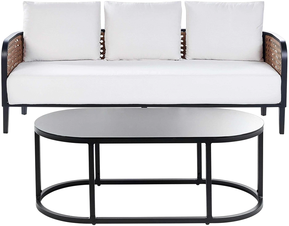 Sofa Beliani Sodo baldų komplektas su stalu 3 asmenims MONTEFALCO Metal Baltas