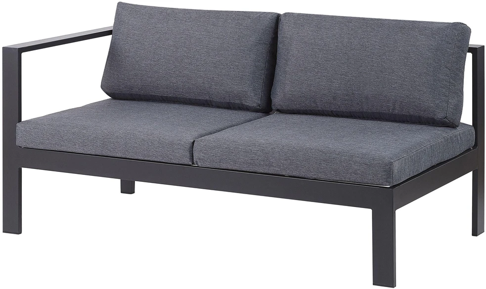 Lauko baldų komplektas Beliani Sodo kampinė sofa su staliuku 5 asmenims MESSINA kairinė juoda metalinė