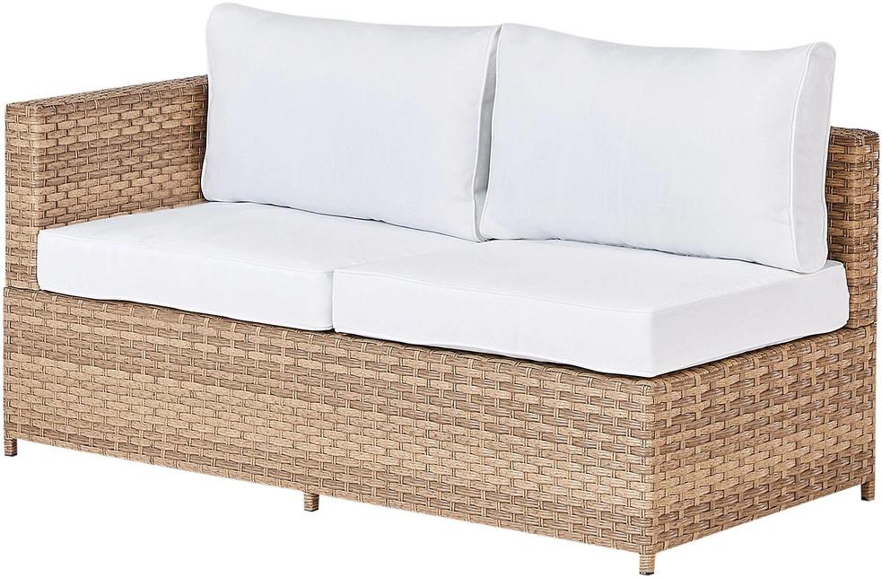 Lauko baldų komplektas Beliani Sodo kampinė sofa su stalu AVOLA, kairinė, kreminė balta, technorotangas