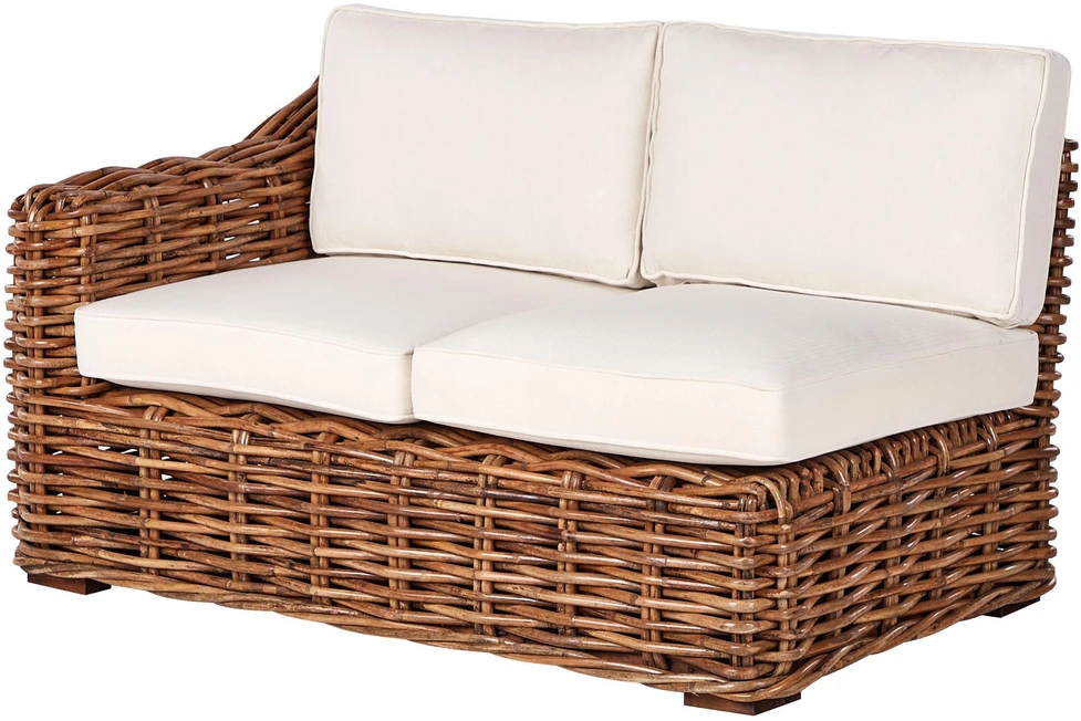 Lauko baldų komplektas Beliani Sodo kampinė sofa 3 asmenims BRIATICO Kairinė, natūralus ratanas