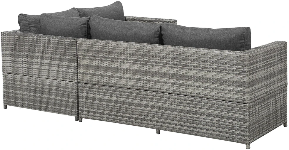 Lauko baldų komplektas Beliani Sodo kampinė sofa su staliuku 4 asmenims AVOLA kairinė, pilka, technoratanas