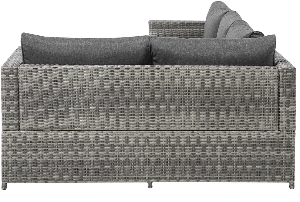 Lauko baldų komplektas Beliani Sodo kampinė sofa su staliuku 4 asmenims AVOLA kairinė, pilka, technoratanas