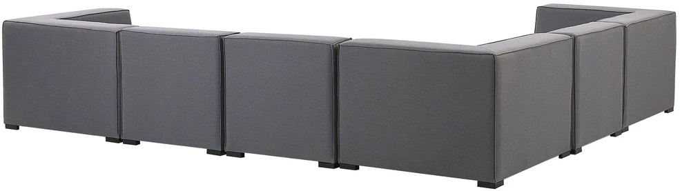 Lauko baldų komplektas Beliani Sodo kampinė sofa su otomane 7 asmenims AREZZO Modulinė Dešininė Pilka