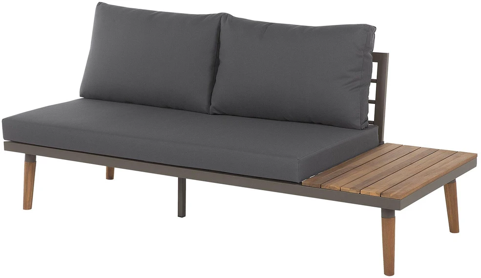 Lauko baldų komplektas Beliani Sodo kampinė sofa su staliuku 5 asmenims CORATO pilka akacijos mediena