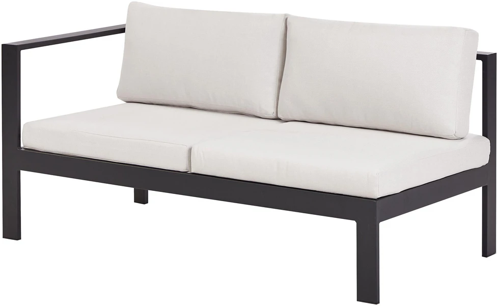 Lauko baldų komplektas Beliani Sodo kampinė sofa su staliuku 5 asmenims MESSINA kairinė, balta, metalinė