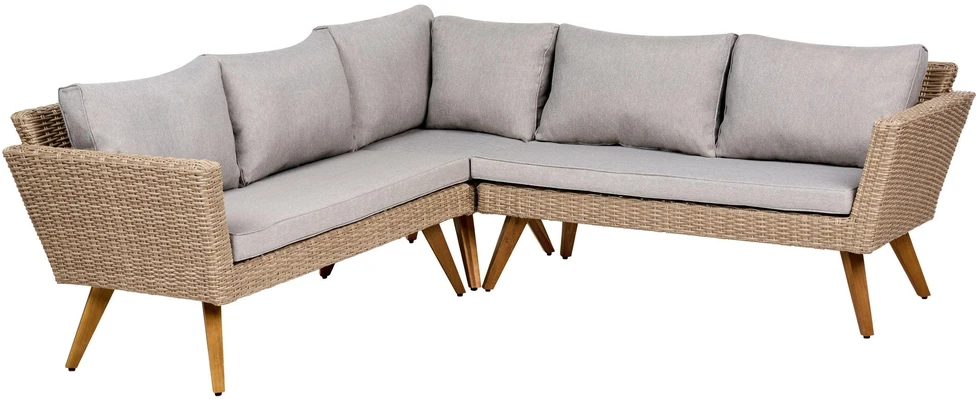 Lauko baldų komplektas Beliani Sodo kampinė sofa su staliuku 6 asmenims VITTORIA technoratanas pilka
