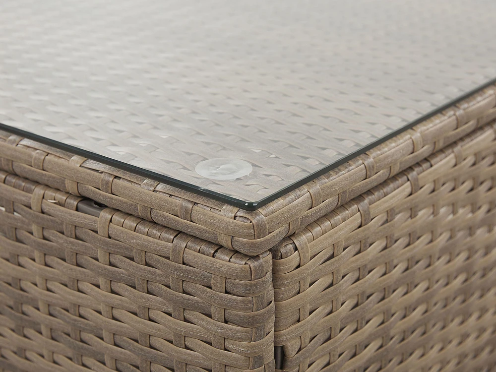 Lauko baldų komplektas Beliani Sodo kampinė sofa su staliuku 6 asmenims BELVEDERE Baltas technoratanas