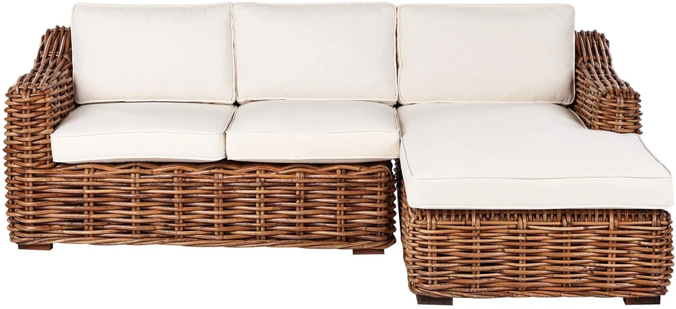 Lauko baldų komplektas Beliani Sodo kampinė sofa 3 asmenims BRIATICO Kairinė, natūralus ratanas
