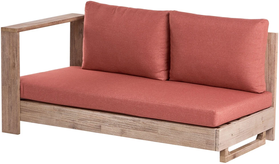 Lauko baldų komplektas Beliani Sodo kampinė sofa 5 asmenims MARETTIMO dešininė raudoni sertifikuota akacijos mediena