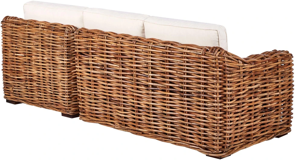 Lauko baldų komplektas Beliani Sodo kampinė sofa 3 asmenims BRIATICO Kairinė, natūralus ratanas