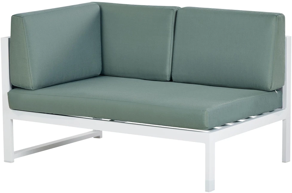 Lauko baldų komplektas Beliani Sodo kampinė sofa su stalu 6 asmenims CASTELLA/FRATTE kairinė, žalia, metalinė