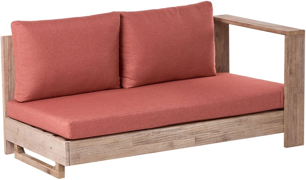 Lauko baldų komplektas Beliani Sodo kampinė sofa 5 asmenims MARETTIMO kairinė, raudona, sertifikuota akacijos mediena
