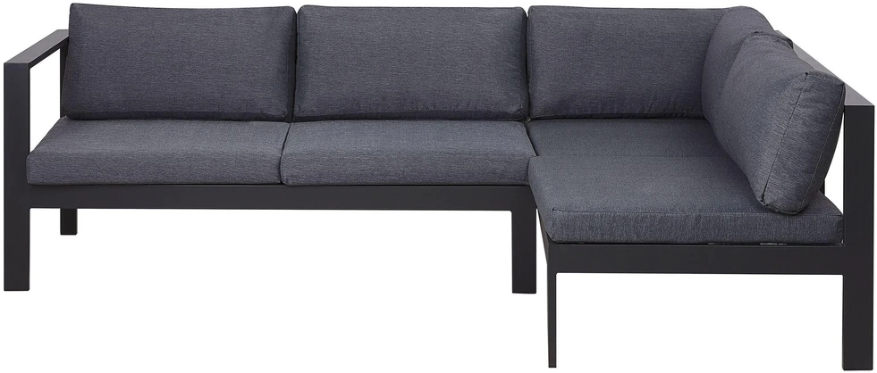 Lauko baldų komplektas Beliani Sodo kampinė sofa su staliuku 5 asmenims MESSINA kairinė juoda metalinė