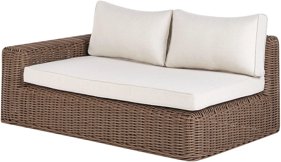 Lauko baldų komplektas Beliani Sodo kampinė sofa su otomane 6 asmenims PALERMO, ruda, technoratanas, modulinė