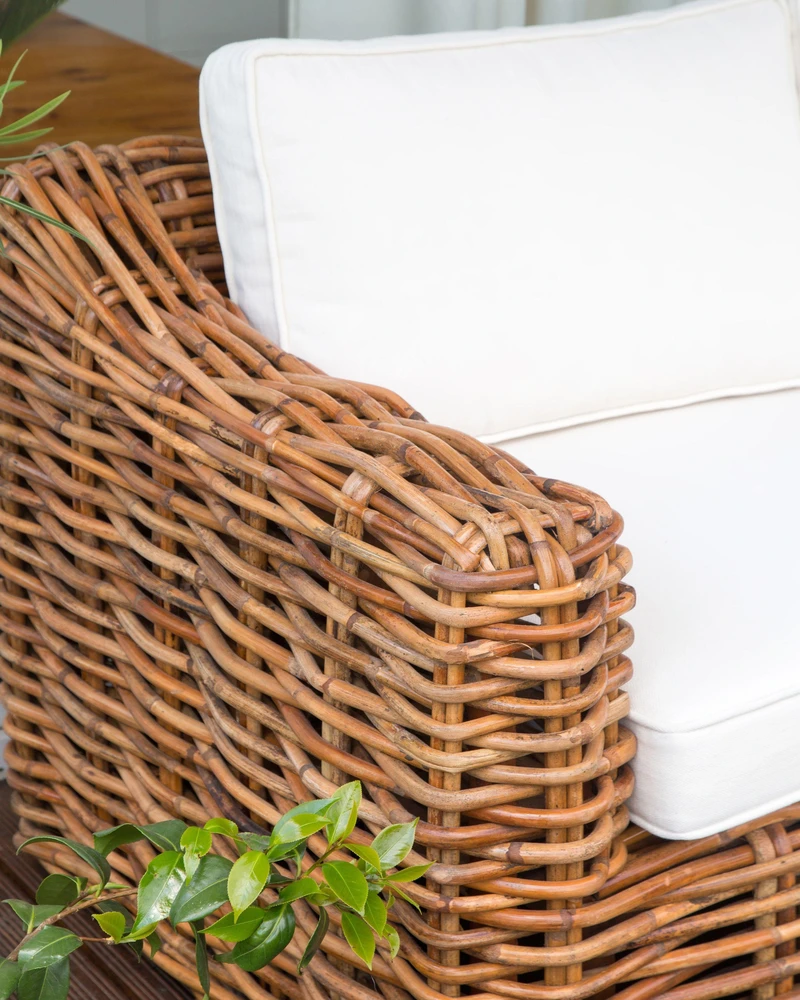 Lauko baldų komplektas Beliani Sodo kampinė sofa 3 asmenims BRIATICO Kairinė, natūralus ratanas