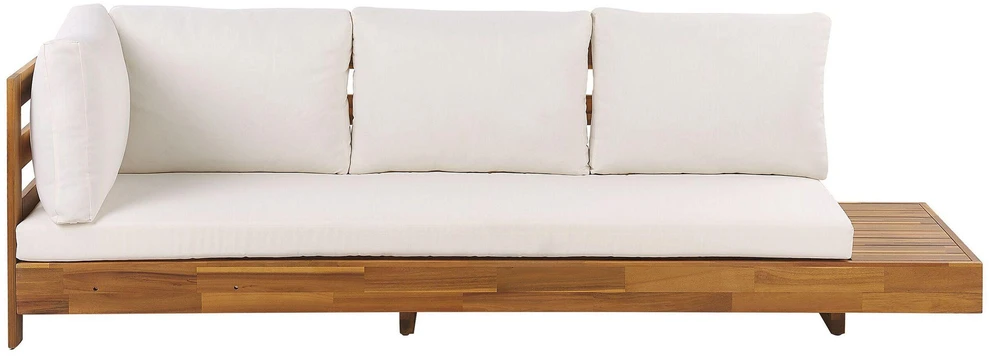Lauko baldų komplektas Beliani Sodo kampinė sofa 5 asmenims MARETTIMO dešininė, kreminė balta, sertifikuota akacijos mediena