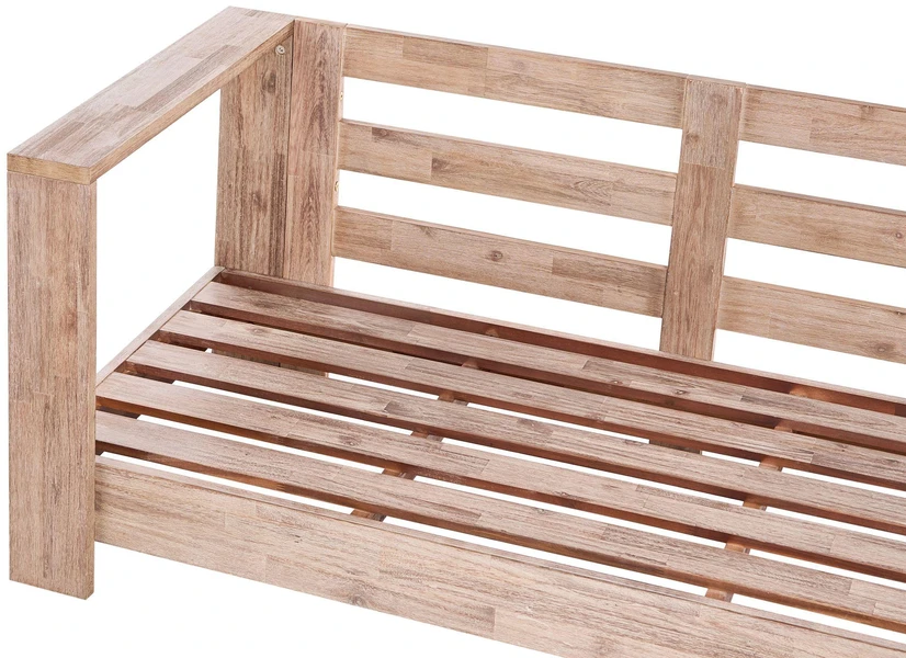 Lauko baldų komplektas Beliani Sodo kampinė sofa 5 asmenims MARETTIMO dešininė raudoni sertifikuota akacijos mediena