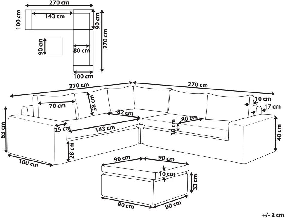 Lauko baldų komplektas Beliani Sodo kampinė sofa su pufu 6 asmenims PALERMO šviesiai ruda technorattanas, modulinė