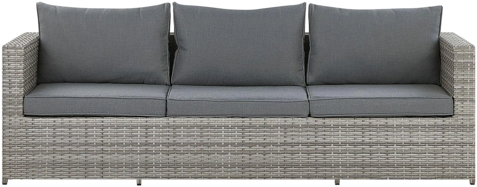 Lauko baldų komplektas Beliani Sodo kampinė sofa su staliuku 5 asmenims SABBIA Modulinis technoratanas Kairinis Šviesiai pilkas