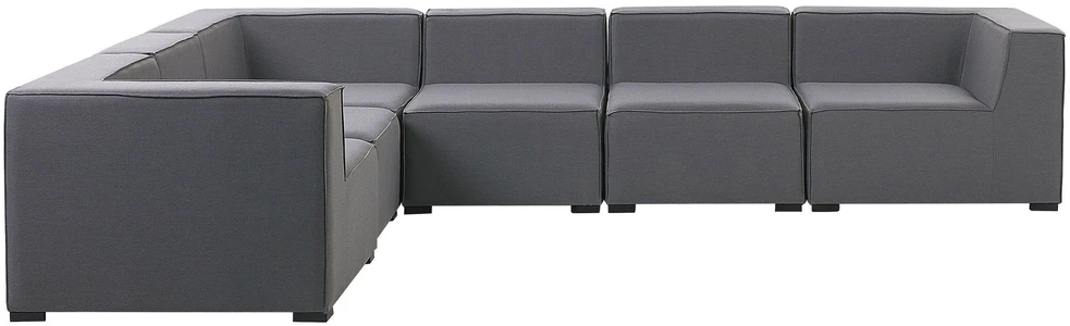 Lauko baldų komplektas Beliani Sodo kampinė sofa su otomane 7 asmenims AREZZO Modulinė Dešininė Pilka