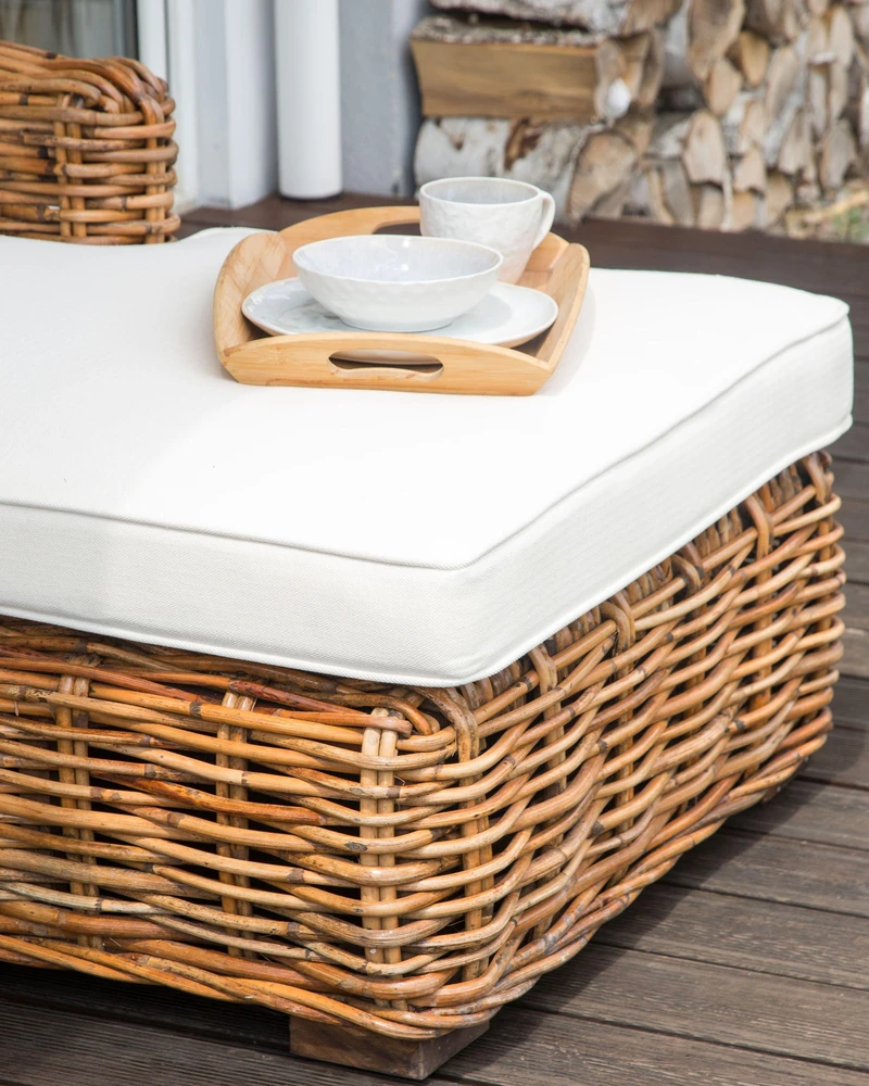 Lauko baldų komplektas Beliani Sodo kampinė sofa 3 asmenims BRIATICO Kairinė, natūralus ratanas
