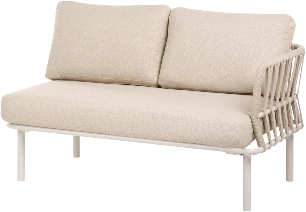 Lauko baldų komplektas Beliani Sodo kampinė sofa su staliuku 3 žmonėms ORTE, metalinė, smėlio spalvos, dešinės pusės