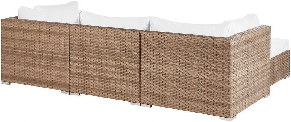 Lauko baldų komplektas Beliani Sodo kampinė sofa su staliuku 4 asmenims SANO dešininė natūralus technratanas modulinė