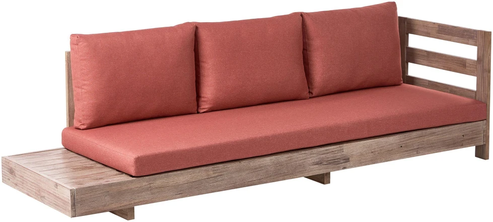 Lauko baldų komplektas Beliani Sodo kampinė sofa 5 asmenims MARETTIMO kairinė, raudona, sertifikuota akacijos mediena