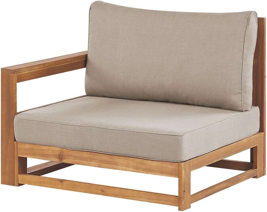 Lauko baldų komplektas Beliani Sodo kampinė sofa su staliuku 5 žmonėms TIMOR Šviesiai ruda Sertifikuota akacijos mediena Modulinė
