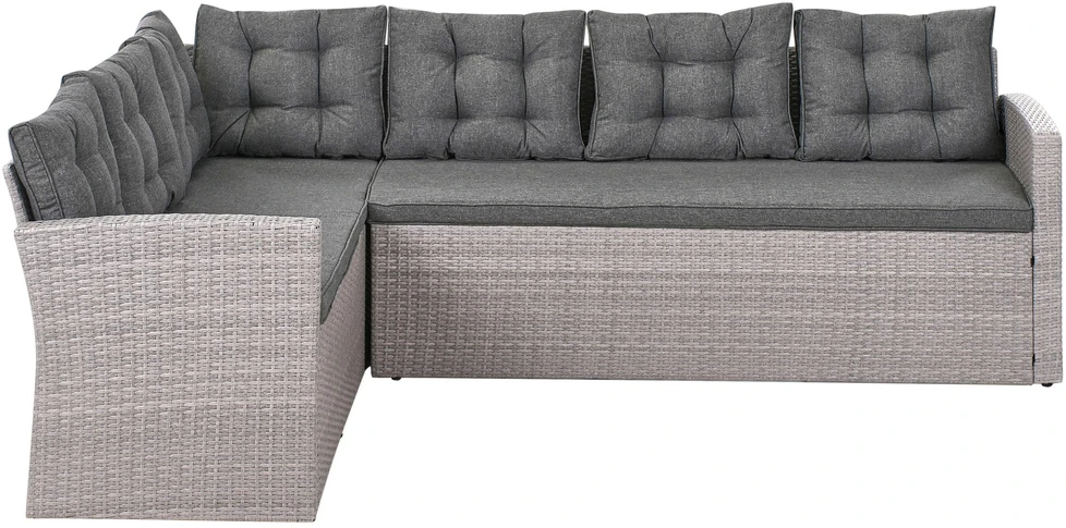Lauko baldų komplektas Beliani Sodo kampinė sofa VITERBO, 8 vietų, pilka, technoratanas