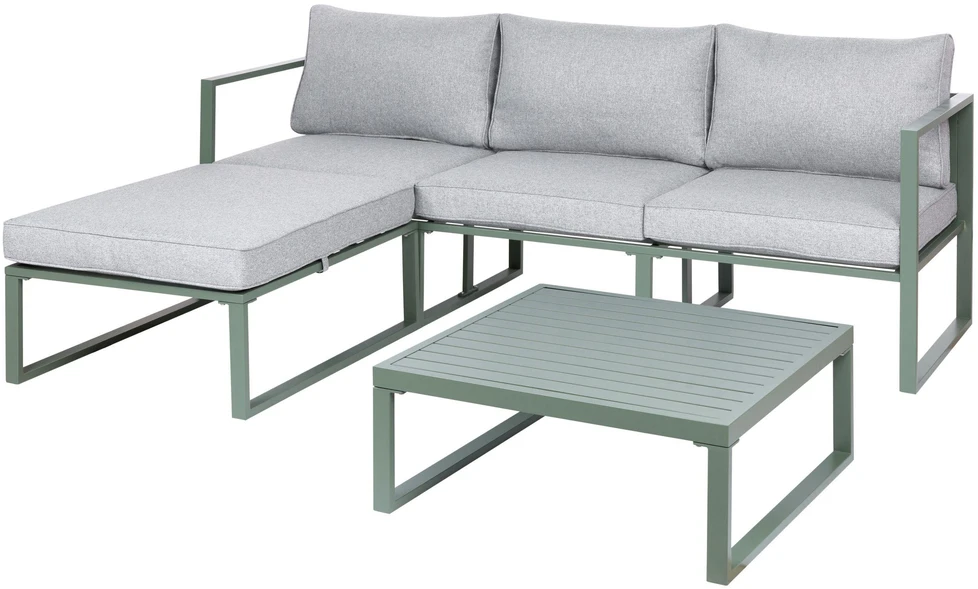Lauko baldų komplektas Beliani Sodo kampinė sofa su staliuku 3 asmenims OLANG žalia