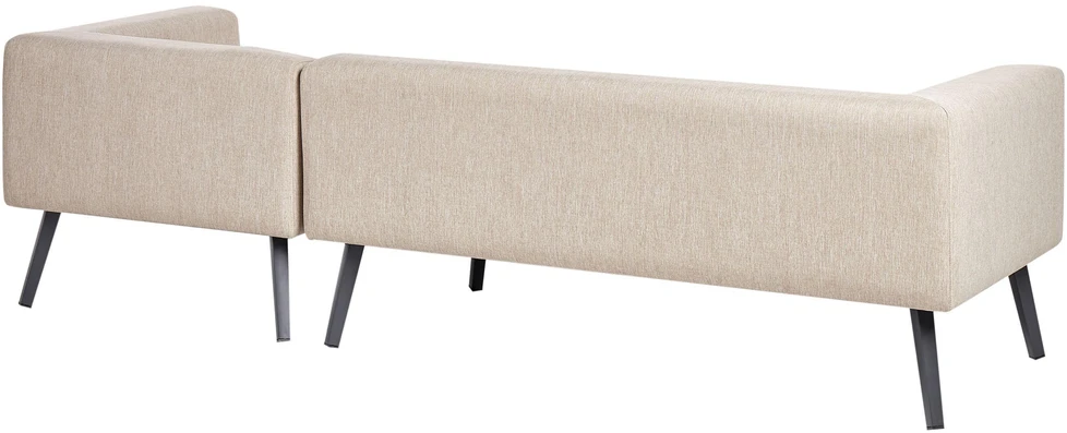 Lauko baldų komplektas Beliani Sodo kampinė sofa su staleliu 4 asmenims SORRIVOLI kairinė Smėlio spalvos