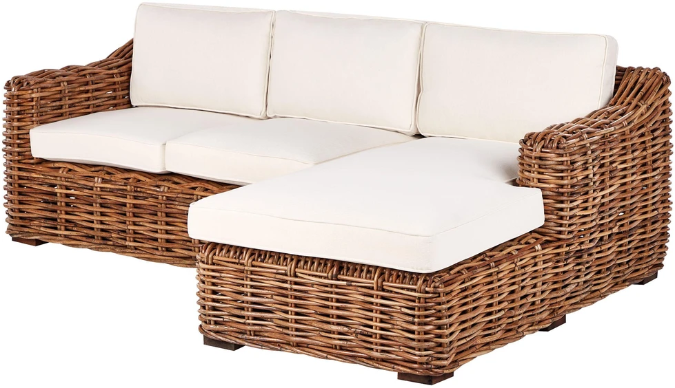 Lauko baldų komplektas Beliani Sodo kampinė sofa 3 asmenims BRIATICO Kairinė, natūralus ratanas