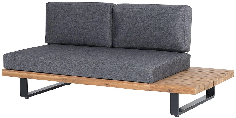 Lauko baldų komplektas Beliani Sodo kampinė sofa su stalu 5 asmenims MYKONOS dešininė tamsiai pilka, sertifikuota akacijos mediena