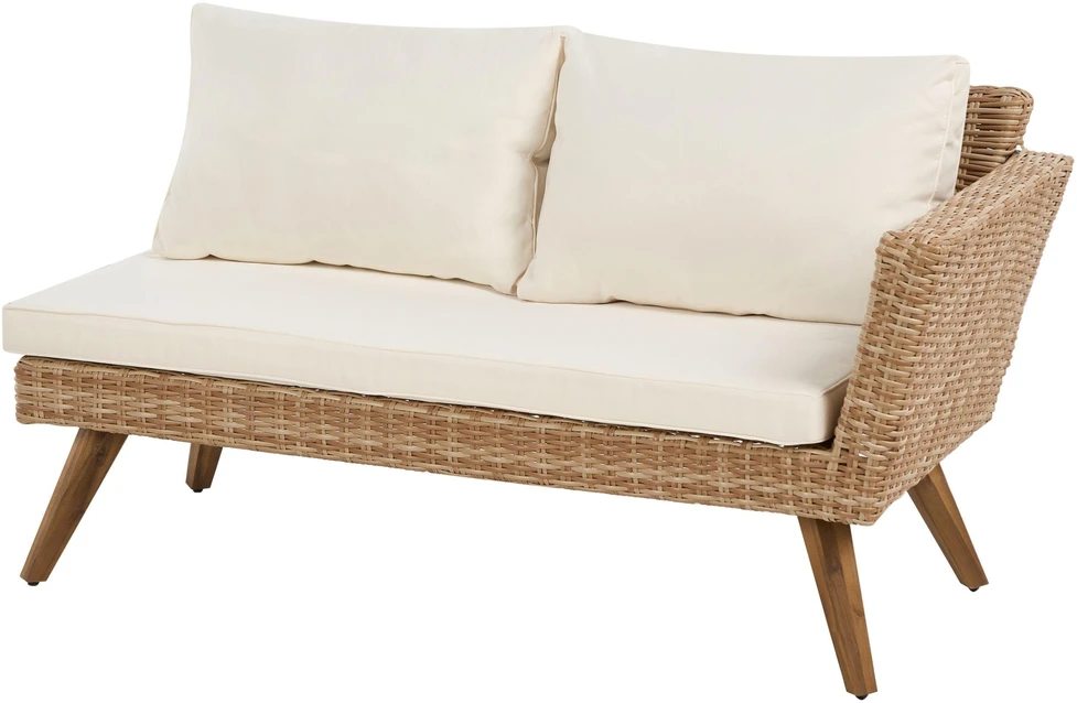 Lauko baldų komplektas Beliani Sodo kampinė sofa su staliuku 6 asmenims VITTORIA technoratanas, kreminė balta