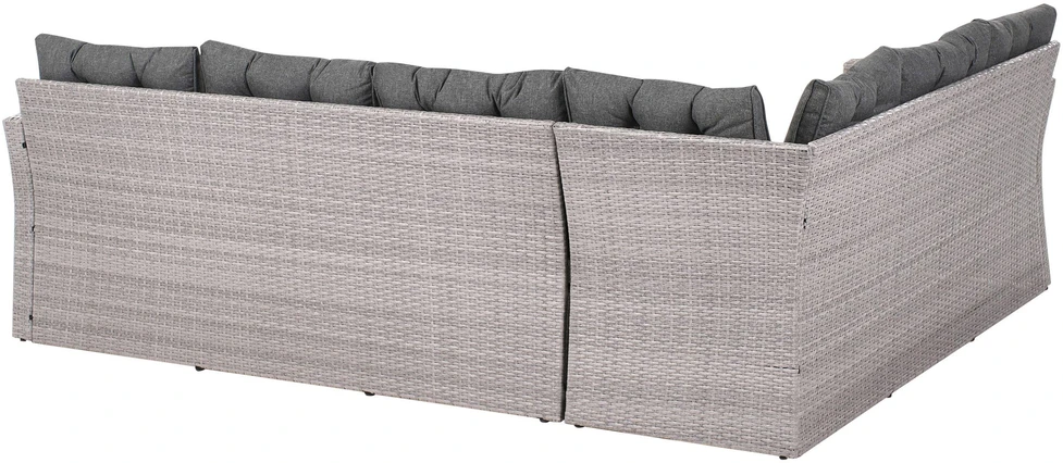 Lauko baldų komplektas Beliani Sodo kampinė sofa VITERBO, 8 vietų, pilka, technoratanas