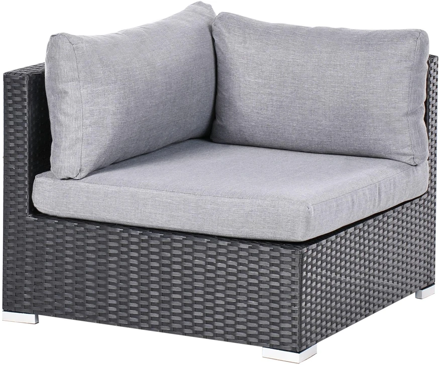 Lauko baldų komplektas Beliani Sodo kampinė sofa su staliuku 4 asmenims SANO dešininė, juoda, technoratanas