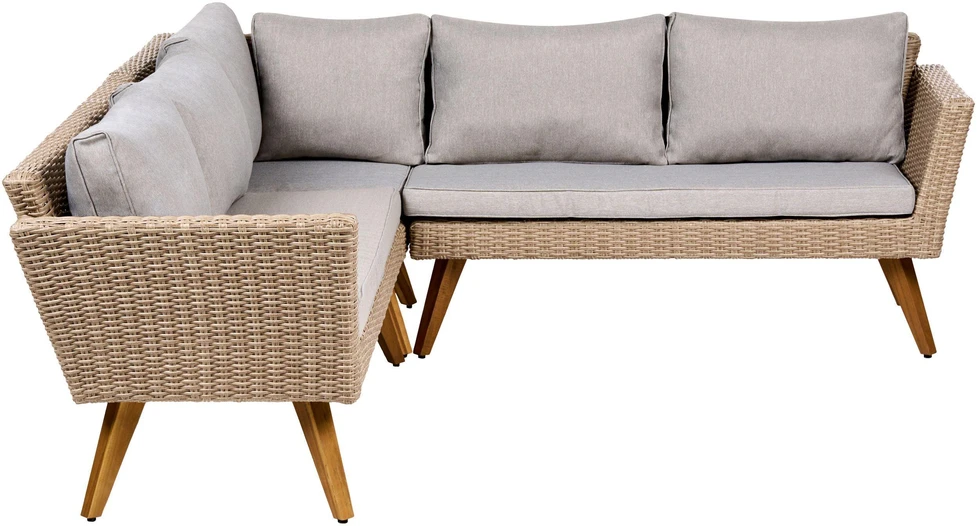 Lauko baldų komplektas Beliani Sodo kampinė sofa su staliuku 6 asmenims VITTORIA technoratanas pilka