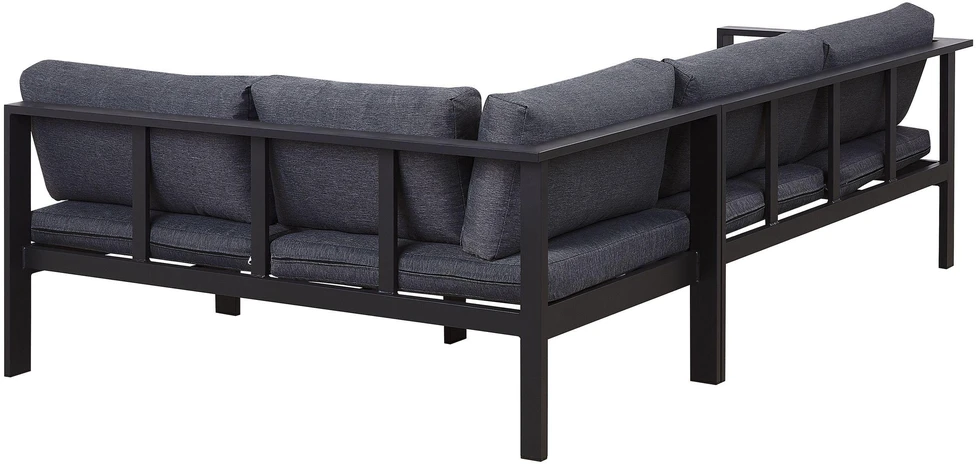 Lauko baldų komplektas Beliani Sodo kampinė sofa su staliuku 5 asmenims MESSINA kairinė juoda metalinė