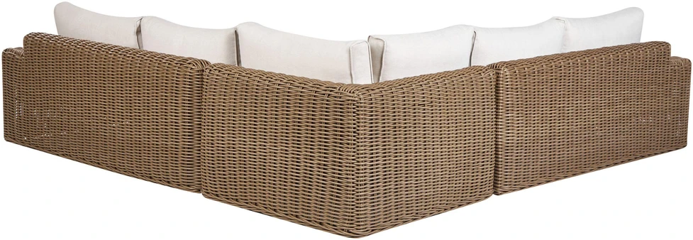 Lauko baldų komplektas Beliani Sodo kampinė sofa su otomane 6 asmenims PALERMO, ruda, technoratanas, modulinė